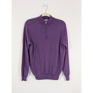 Peter Millar Sweater Men Medium Purple 1/4 Zip Wool Blend Golf Pullover Preppy